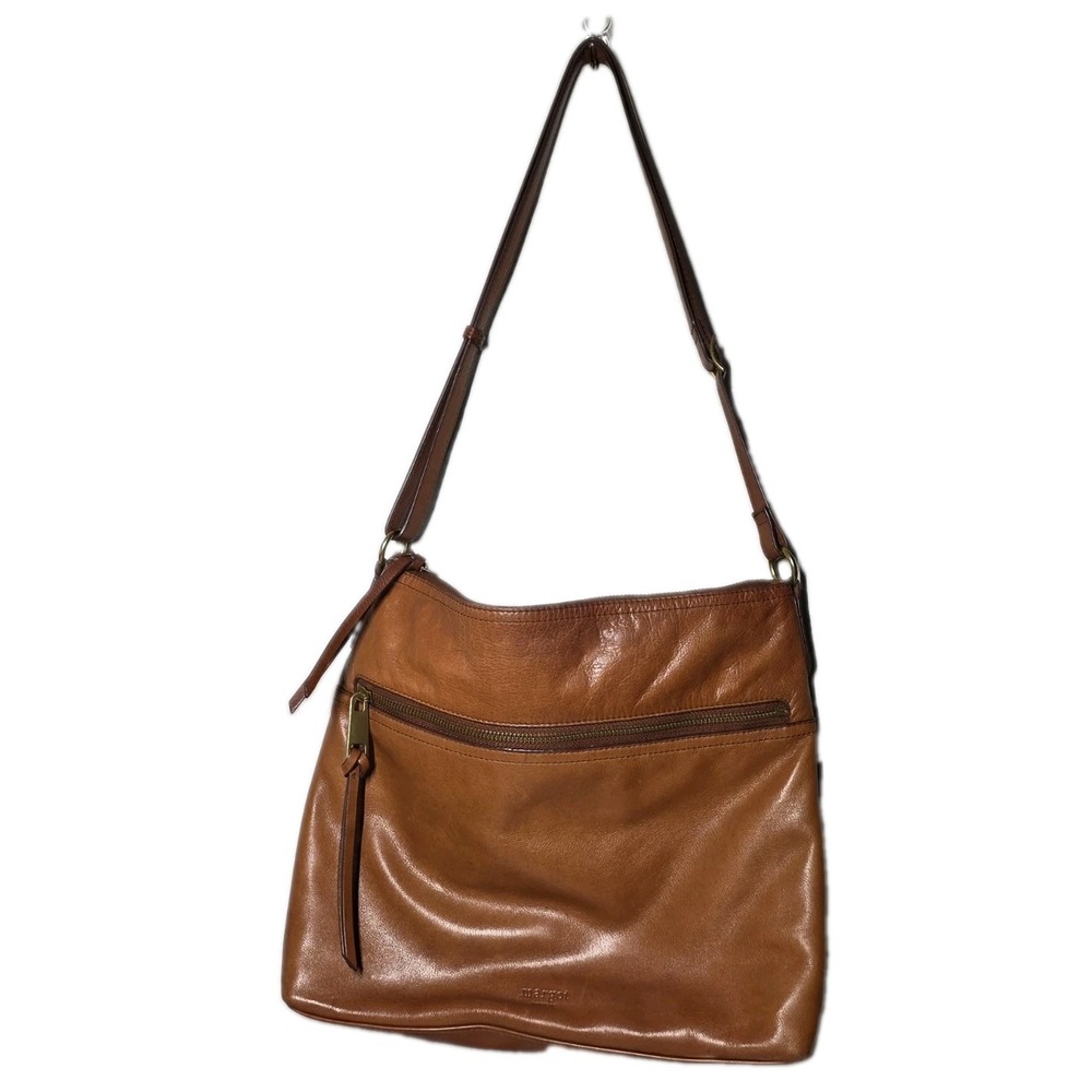 Margot New York Genuine Leather Crossbody Shoulder Bag Tan